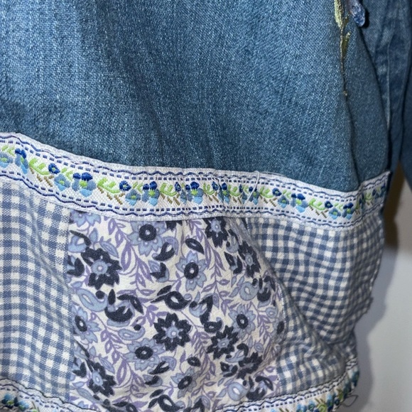 Vintage Cottage Core Embroidered Denim Jacket Large - Picture 3 of 16